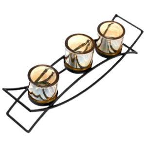 Centrepiece Iron Votive Candle Holder - 3 Cup Silluethe