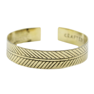 Brass Tibetan Bracelet - Wide Tribal Leaf